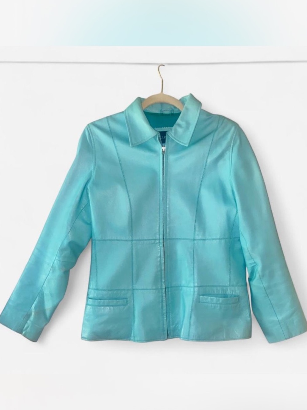 J. Garcia Women’s Turquoise Zip Lambskin Leather Jacket M